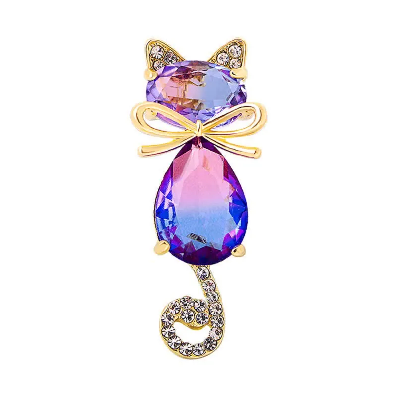 Women's Cute Kitty Rhinestone Brooch sold by FloralTrip