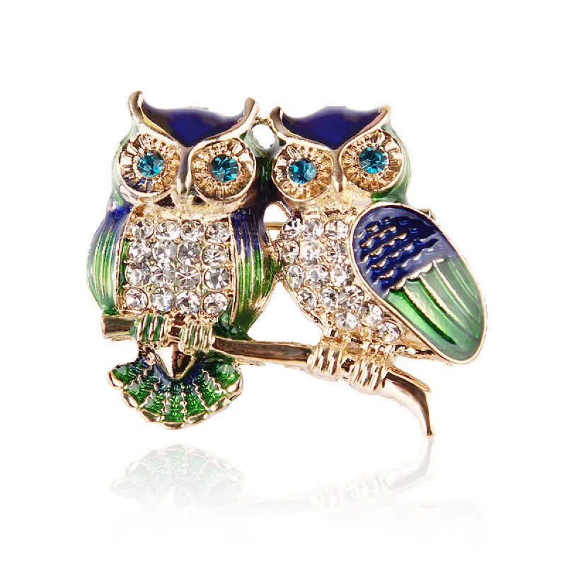 Women's Double Owls On Branch Brooch sold by FloralTrip