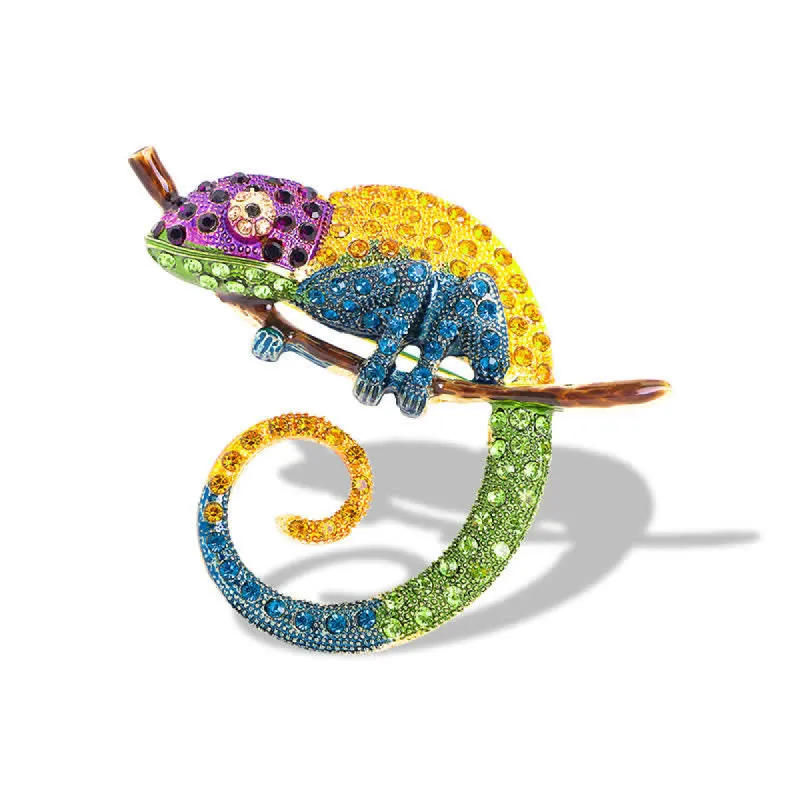 Women's Colorful Chameleon Lizard Brooch sold by FloralTrip