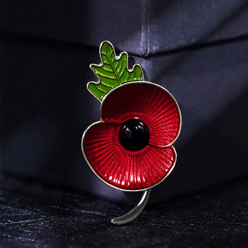 Unisex Memorial Red Poppy Leaf Brooch sold by FloralTrip product image thumbnail 5
