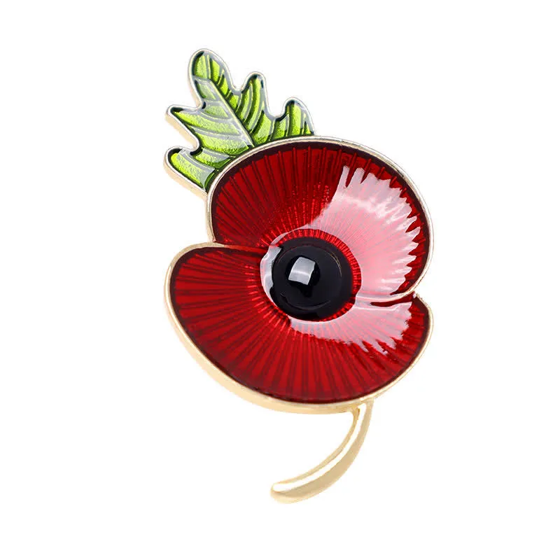 Unisex Memorial Red Poppy Leaf Brooch sold by FloralTrip product image thumbnail 3