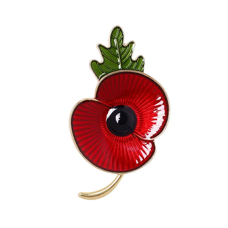 Unisex Memorial Red Poppy Leaf Brooch sold by FloralTrip product image thumbnail 4
