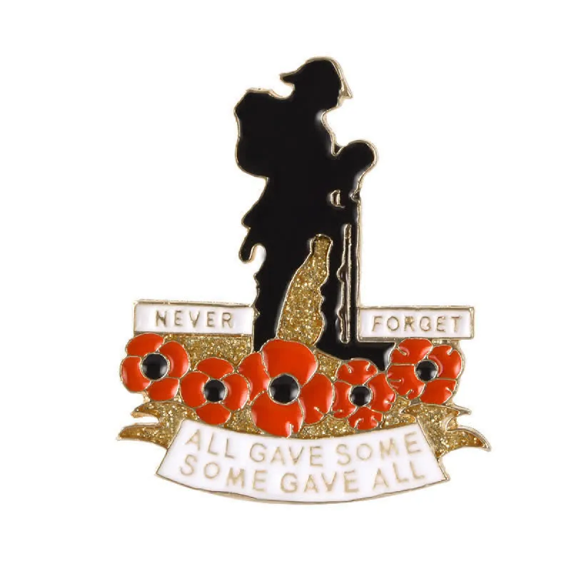 Unisex Memorial British Soldier Poppy Brooch sold by FloralTrip