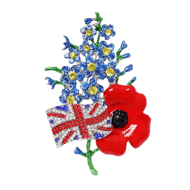Unisex Multi Colour Union Flag Poppy Brooch sold by FloralTrip product image thumbnail 3