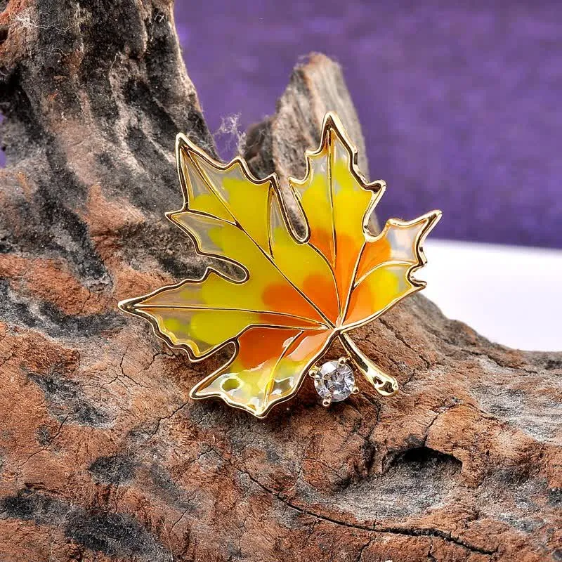 Women's Autumn Gold Maple Leaf Brooch sold by FloralTrip product image thumbnail 3