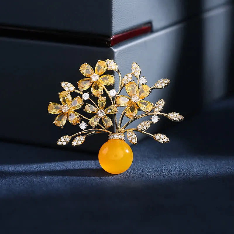 Women's Flower Bouquet Vase Brooch sold by FloralTrip
