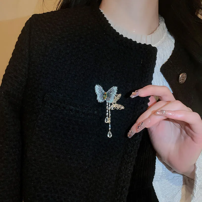 Women's Elegant Blue Butterfly Tassel Brooch sold by FloralTrip product image thumbnail 2