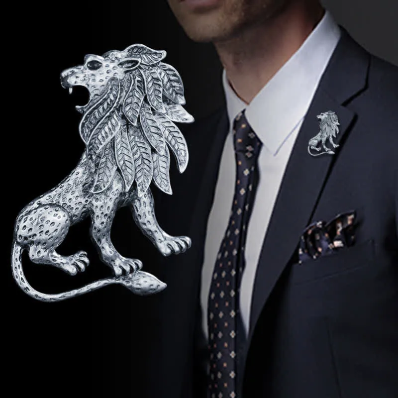 Men's Antique Retro Lion Brooch sold by FloralTrip