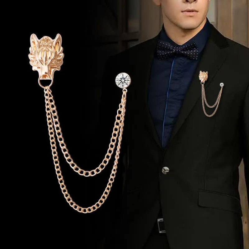 Men's King Of Forest Wolf Chain Brooch sold by FloralTrip