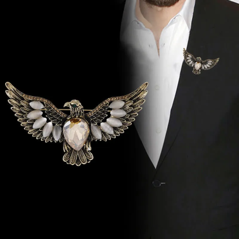 Men's Flying Hawk Gem Brooch sold by FloralTrip