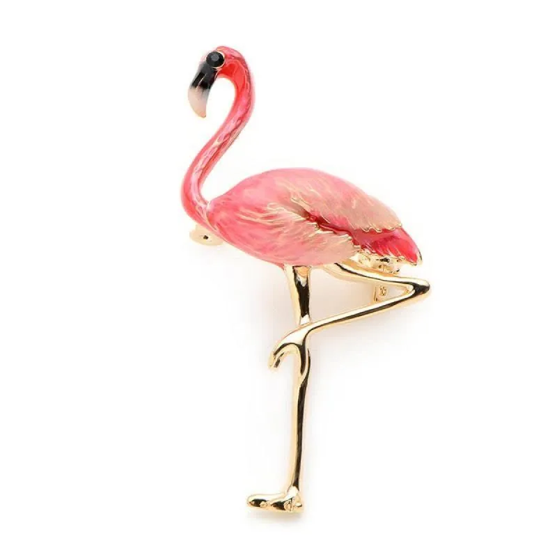 Women's Exotic Enamel Flamingo Brooch made by FloralTrip