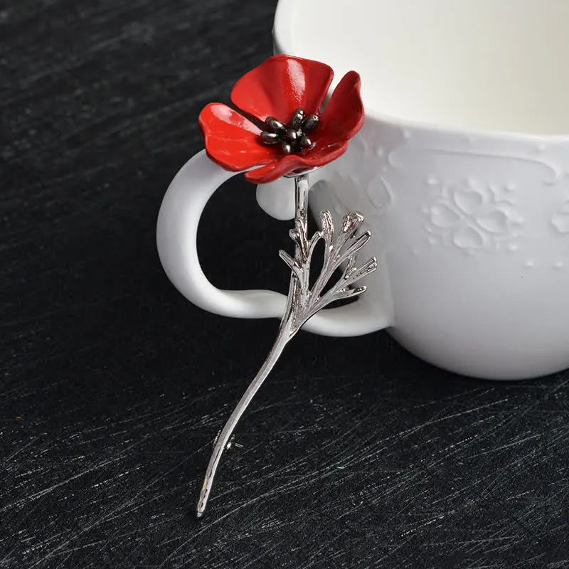 Women's Classy Red Poppy Flower Brooch sold by FloralTrip product image thumbnail 3