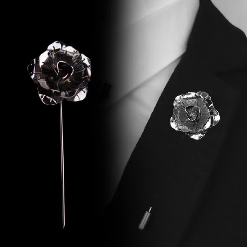 Men's Metal Rose Flower Brooch Pin sold by FloralTrip