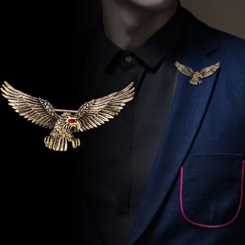 Men's Retro Soaring Bald Hawk Brooch sold by FloralTrip