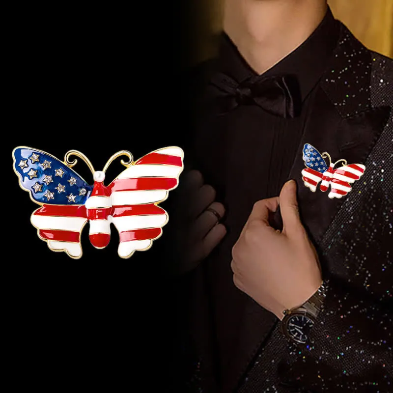Men's American Flag Butterfly Brooch sold by FloralTrip