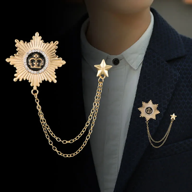 Men's Octagon Star Crown Chain Brooch sold by FloralTrip