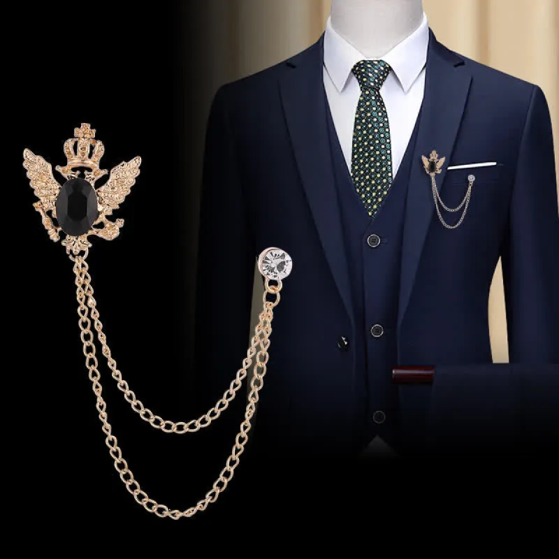Men's Eagle King Crown Chain Brooch sold by FloralTrip