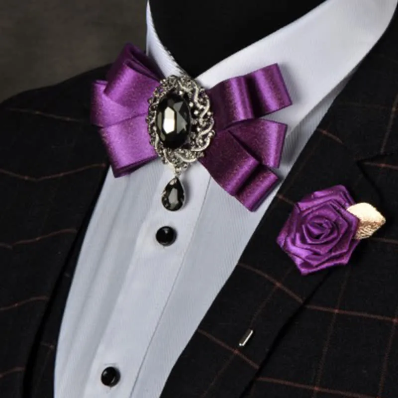 3Pcs Black Rhinestone Solid Colored Bow Tie Set sold by FloralTrip