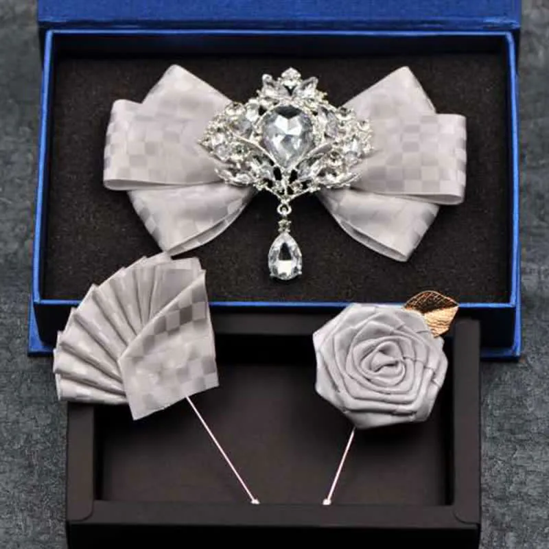 3Pcs Checker Rhinestone Brooch Bow Tie Set sold by FloralTrip product image thumbnail 4