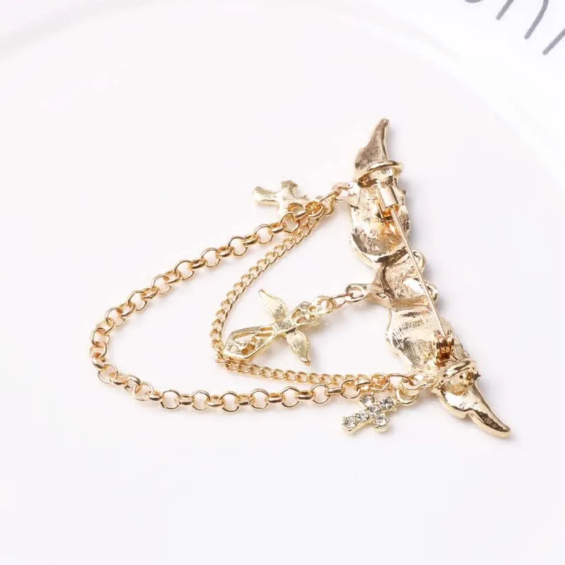 Men's Angel Wings Heart Cross Tassel Brooch sold by FloralTrip product image thumbnail 4