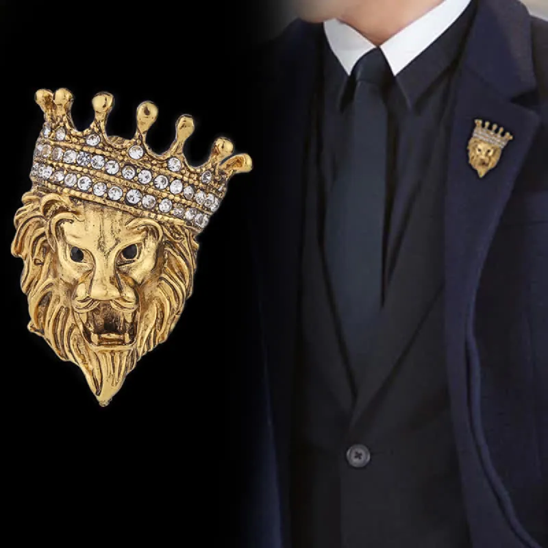 Men's Lordly King Lion Brooch sold by FloralTrip
