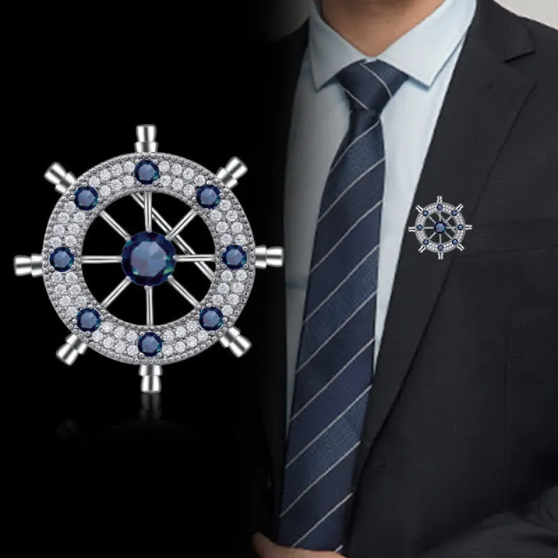 Men's Nautical Ship Rudder Brooch sold by FloralTrip