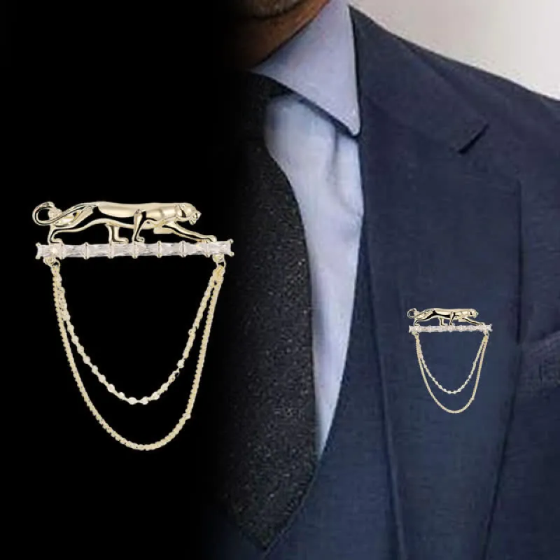 Men's Strolling Cheetah Chain Brooch sold by FloralTrip