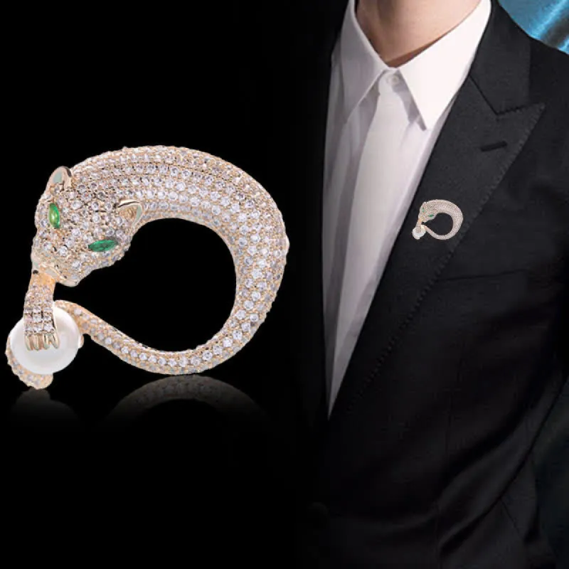 Men's Emerald Eyes Panther Brooch sold by FloralTrip