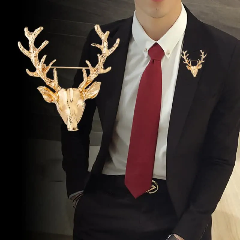 Men's Antler Stag Head Brooch sold by FloralTrip