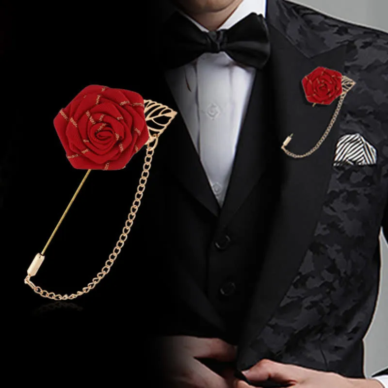 Men's Floral Camellia Chain Brooch sold by FloralTrip