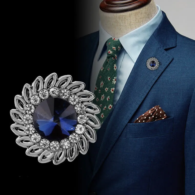 Men's Royal Flower Crystal Brooch sold by FloralTrip
