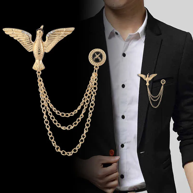 Men's Victory Bird Chain Brooch sold by FloralTrip