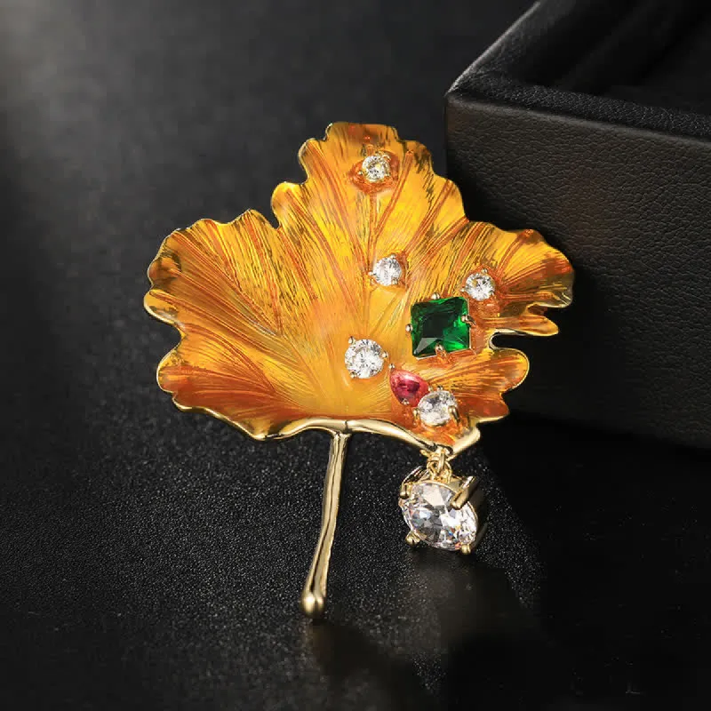 Women's Gold Maple Leaf Brooch sold by FloralTrip