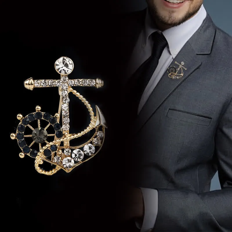Men's Helmsman Navy Anchor Brooch sold by FloralTrip