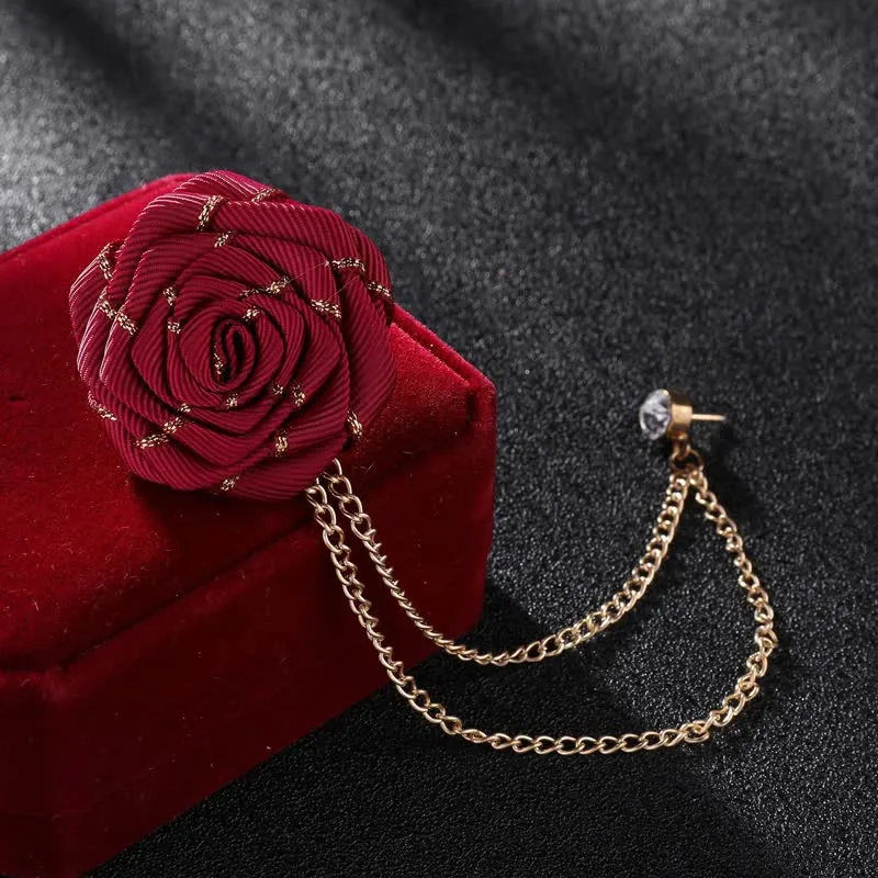 Men's Charming Floral Rose Chain Brooch sold by FloralTrip product image thumbnail 3