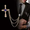 Men's Classic Cross Crystal Chain Brooch sold by FloralTrip