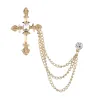 Men's Classic Cross Crystal Chain Brooch sold by FloralTrip