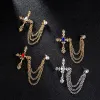 Men's Classic Cross Crystal Chain Brooch sold by FloralTrip