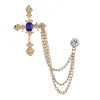 Men's Classic Cross Crystal Chain Brooch sold by FloralTrip