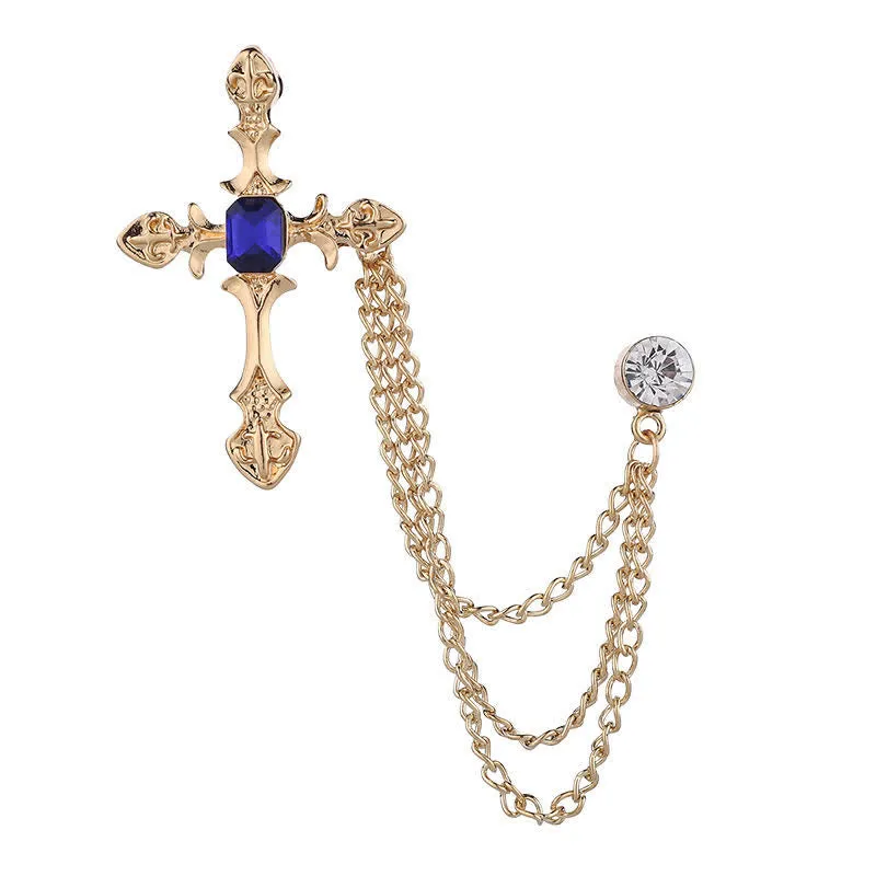 Men's Classic Cross Crystal Chain Brooch sold by FloralTrip product image thumbnail 3