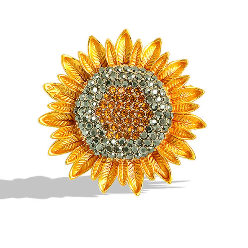 Women's Yellow Sunflower Rhinestone Brooch made by FloralTrip