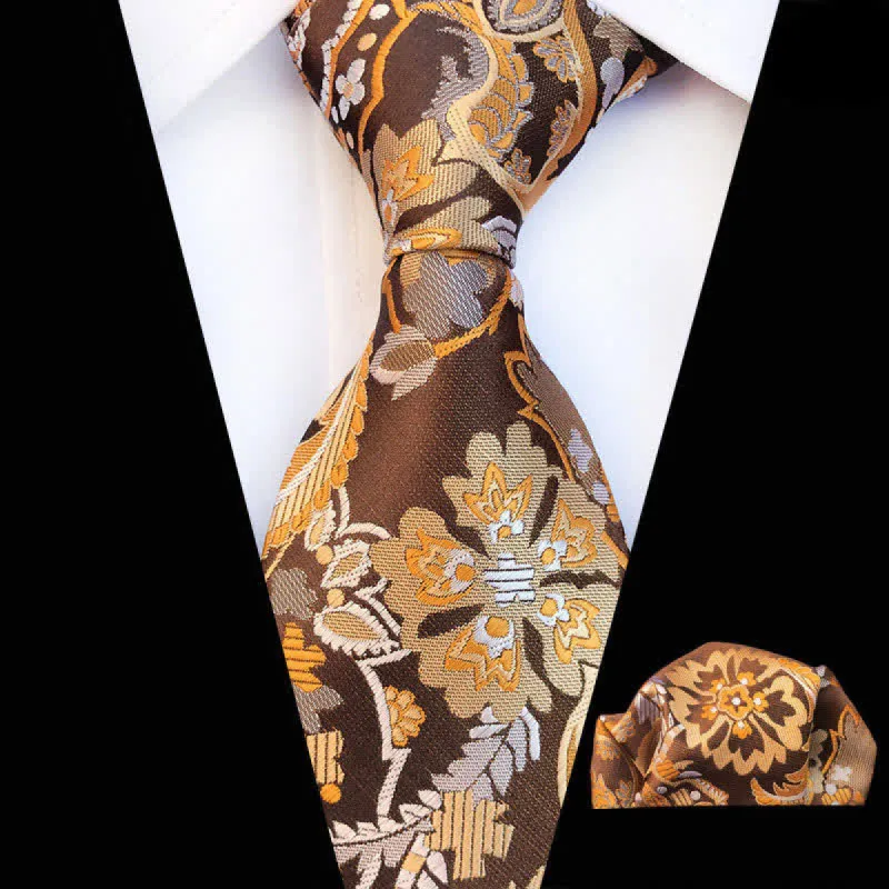 2Pcs Goldenrod Men's Paisley Cravat Necktie Set sold by FloralTrip