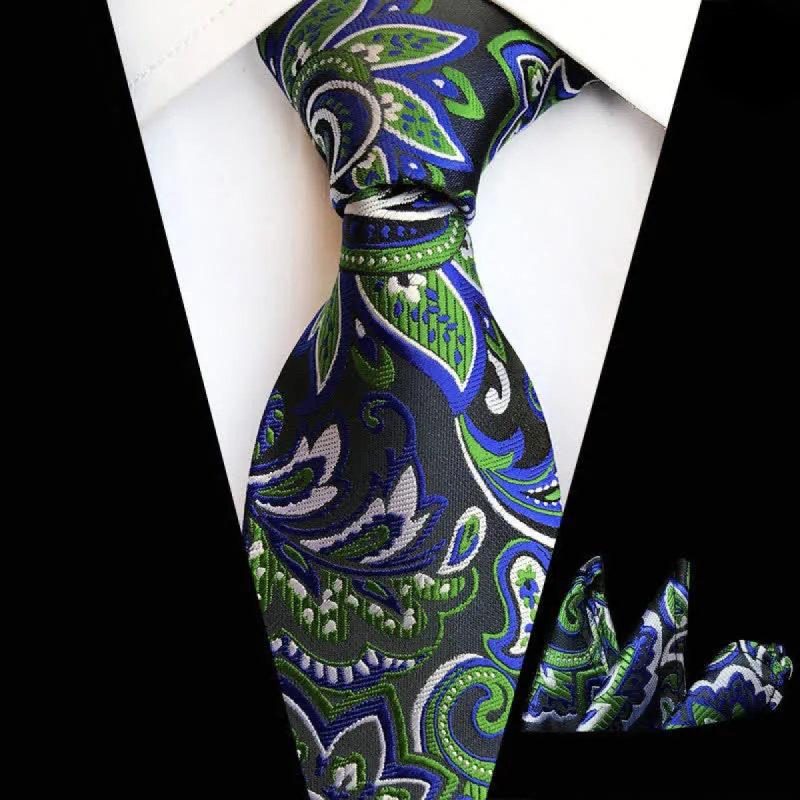 2Pcs LimeGreen Men's Paisley Cravat Necktie Set sold by FloralTrip
