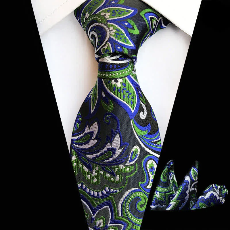2Pcs LimeGreen Men's Paisley Cravat Necktie Set sold by FloralTrip