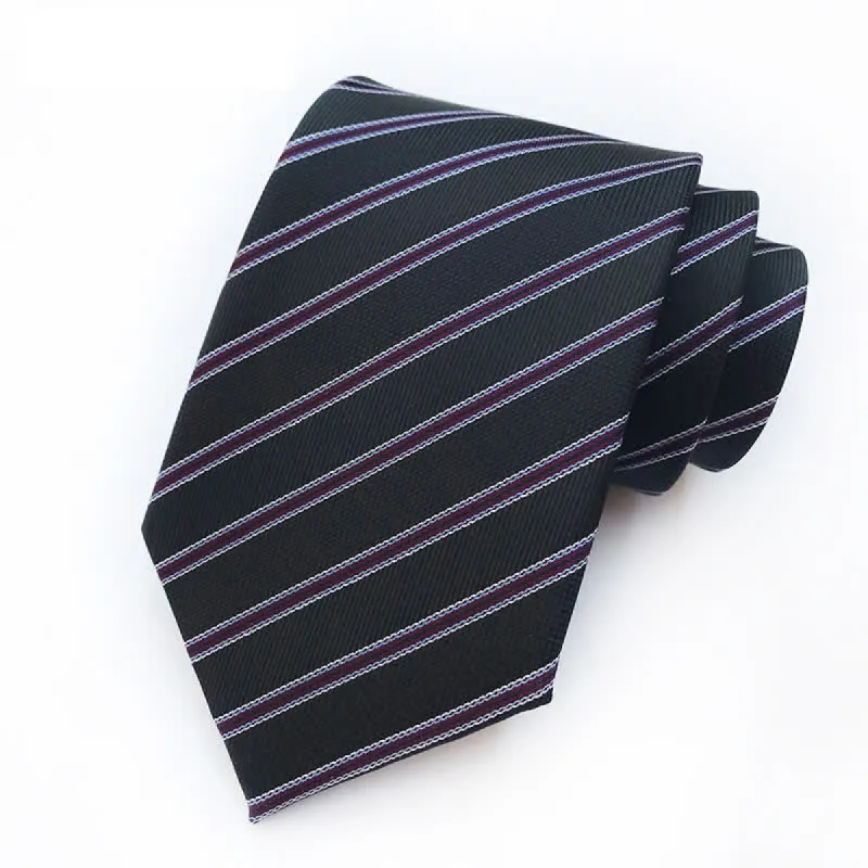 Black & Burgundy Men's Mature Striped Necktie sold by FloralTrip