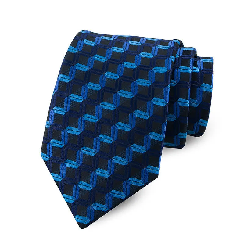 DarkBlue Men's Innovative Geometry Necktie sold by FloralTrip