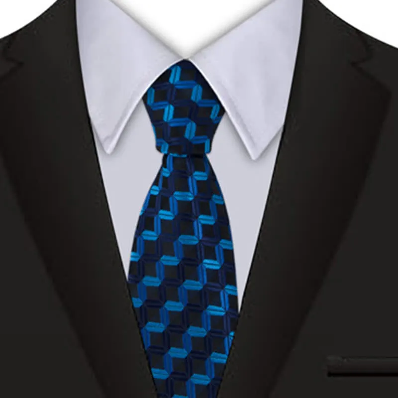 DarkBlue Men's Innovative Geometry Necktie sold by FloralTrip product image thumbnail 2