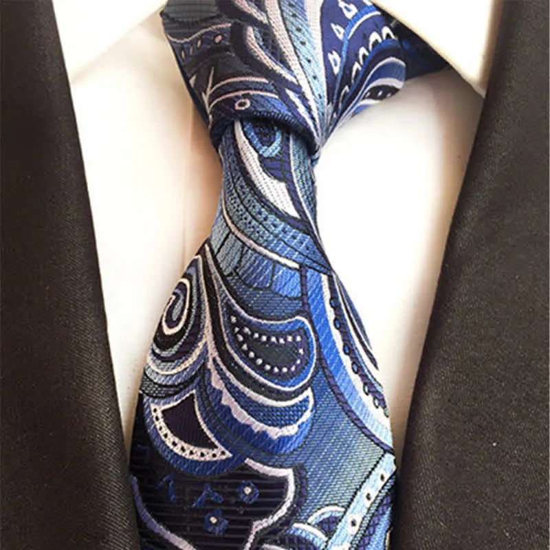 SteelBlue & White Men's Illusion Paisley Necktie sold by FloralTrip product image thumbnail 2