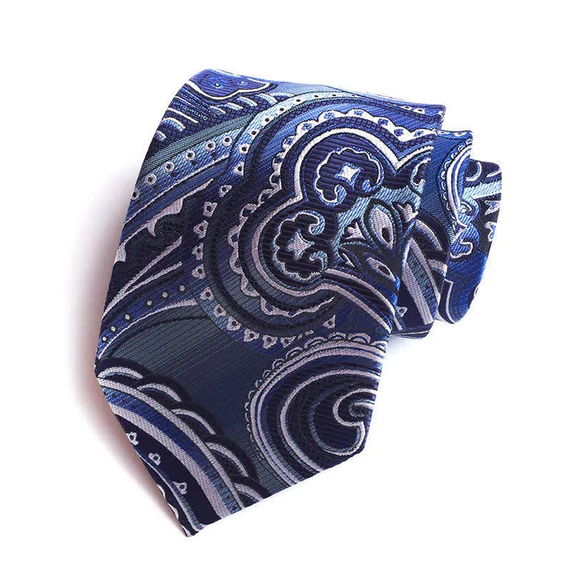 SteelBlue & White Men's Illusion Paisley Necktie sold by FloralTrip