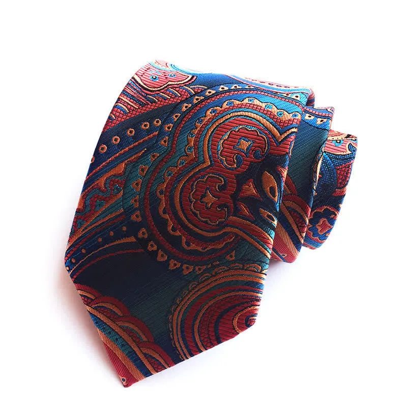Orange & Teal Men's Playful Paisley Necktie sold by FloralTrip